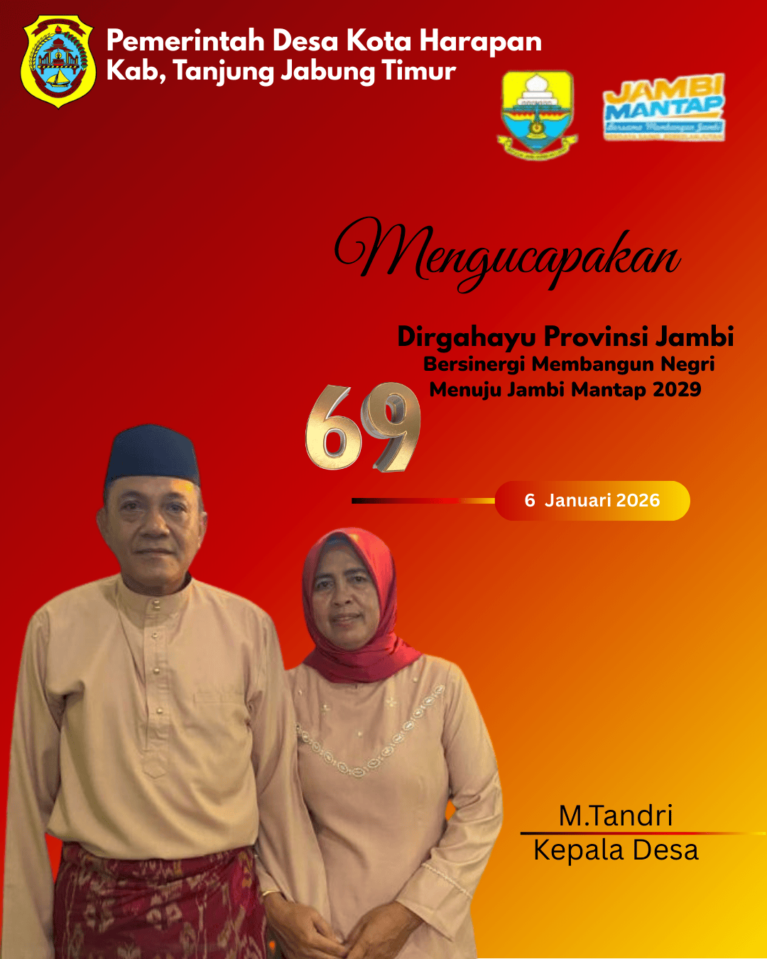 Pemdes Kota Harapan Ucapkan Selamat HUT Provinsi Jambi ke-69