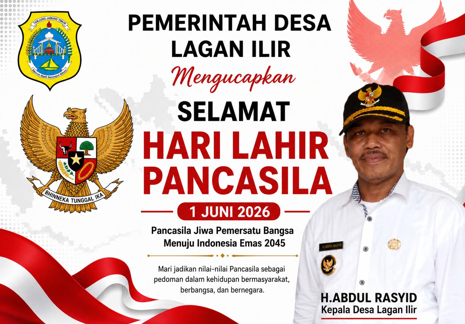 PEMERINTAH DESA LAGAN ILIR UCAPKAN SELAMAT HARI LAHIR PANCASILA 1 JUNI 2026
