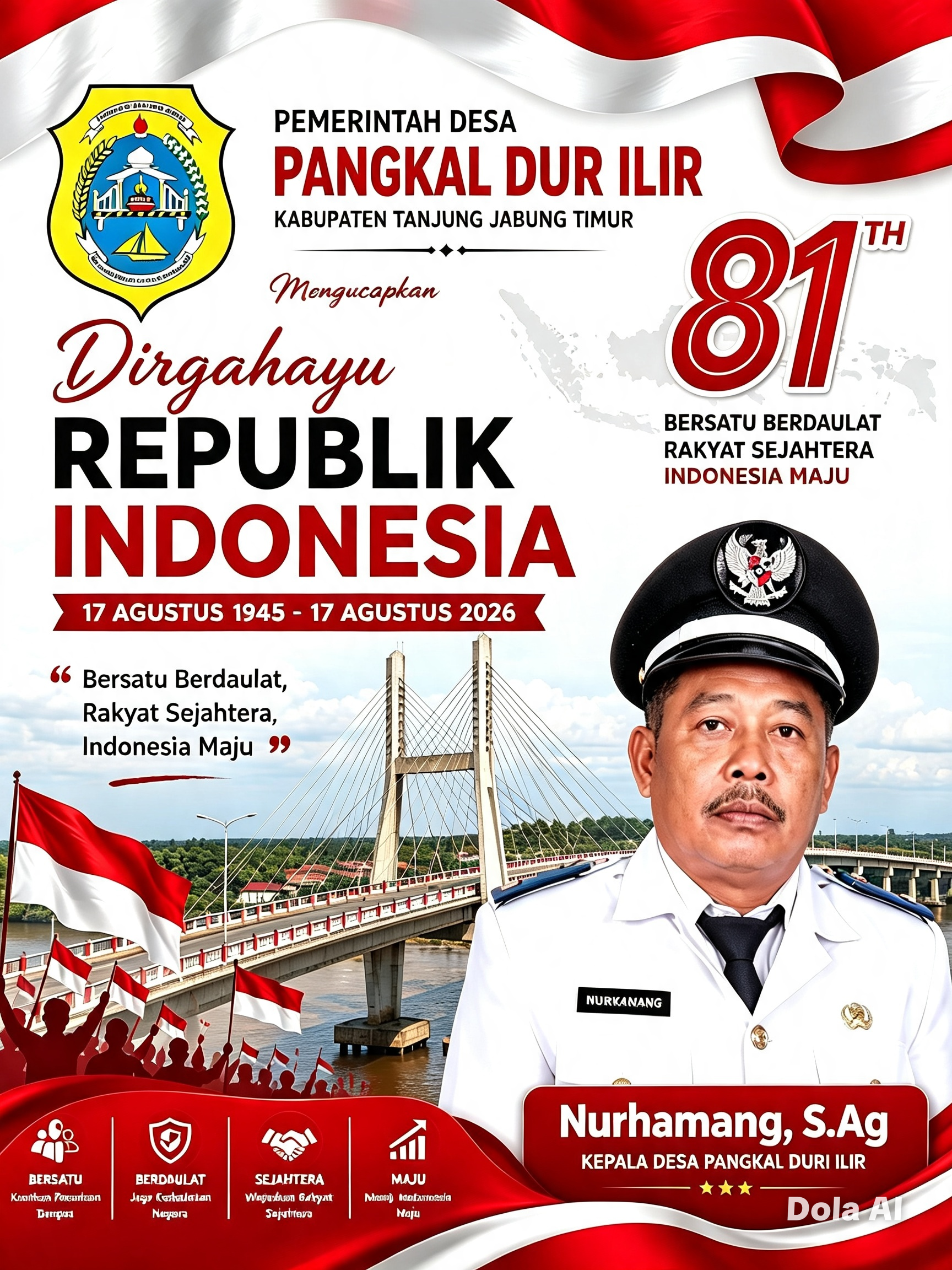 Kepala Desa Pangkal Duri Ilir Sampaikan Ucapan HUT ke-81 Kemerdekaan RI