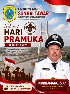 Kepala Desa Sungai Tawar Nurhamang, S.Ag Ucapkan Selamat Hari Pramuka 2026