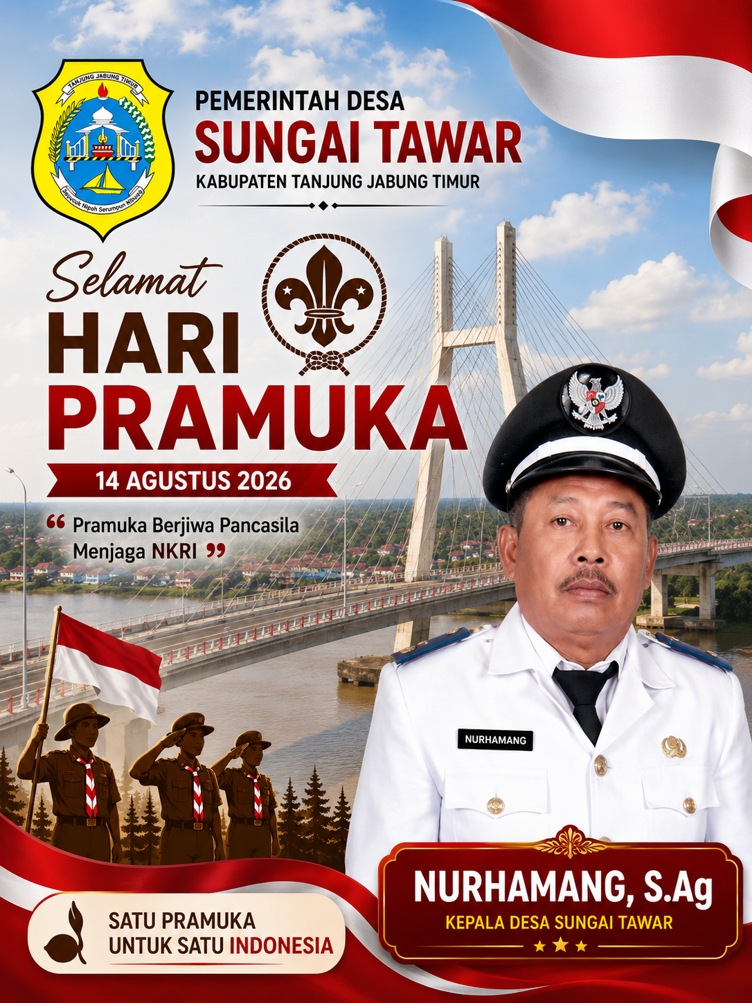 Kepala Desa Sungai Tawar Nurhamang, S.Ag Ucapkan Selamat Hari Pramuka 2026