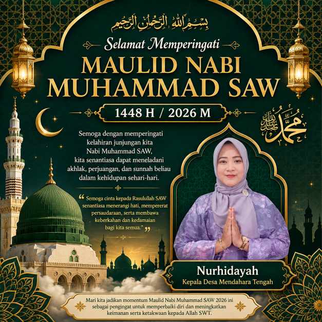 Kades Mendahara Tengah Nurhidayah Ucapkan Selamat Maulid Nabi Muhammad SAW 1448 H